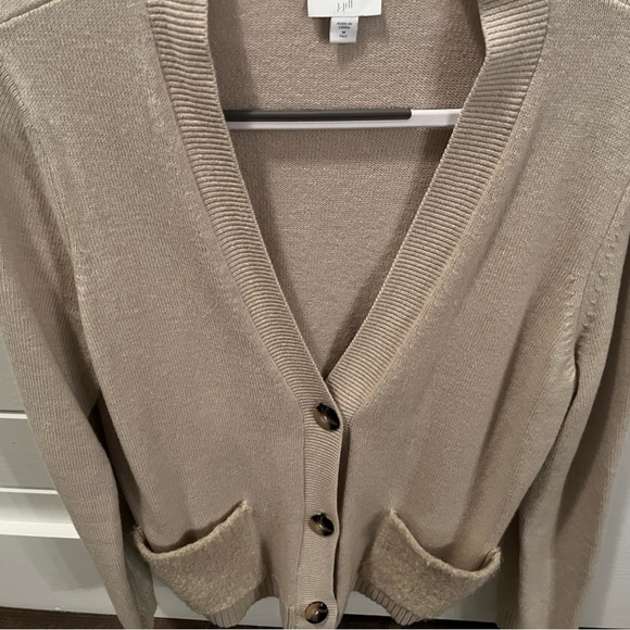 J. Jill NWOT Beige Button-Up Cardigan Medium Tall - Picture 1 of 7